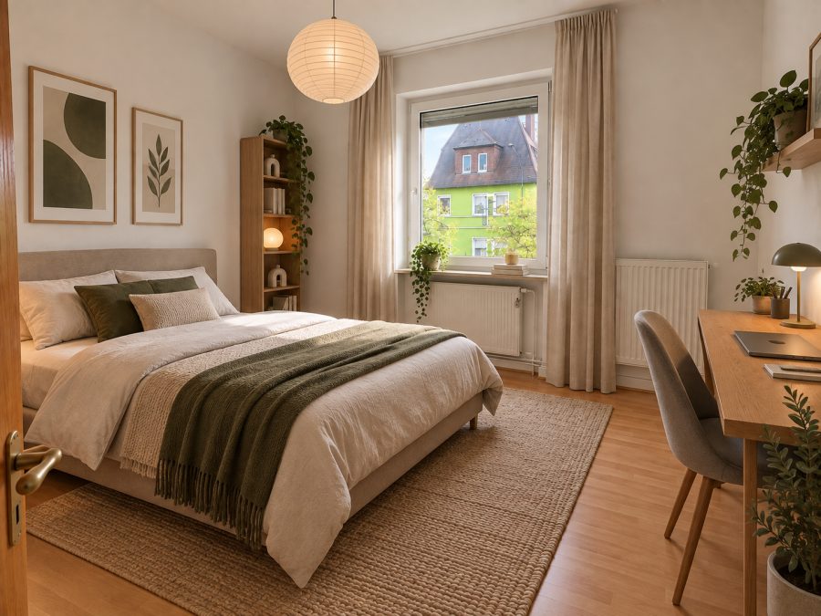 Schlafzimmer mit Arbeitsbereich – weitere Ansicht