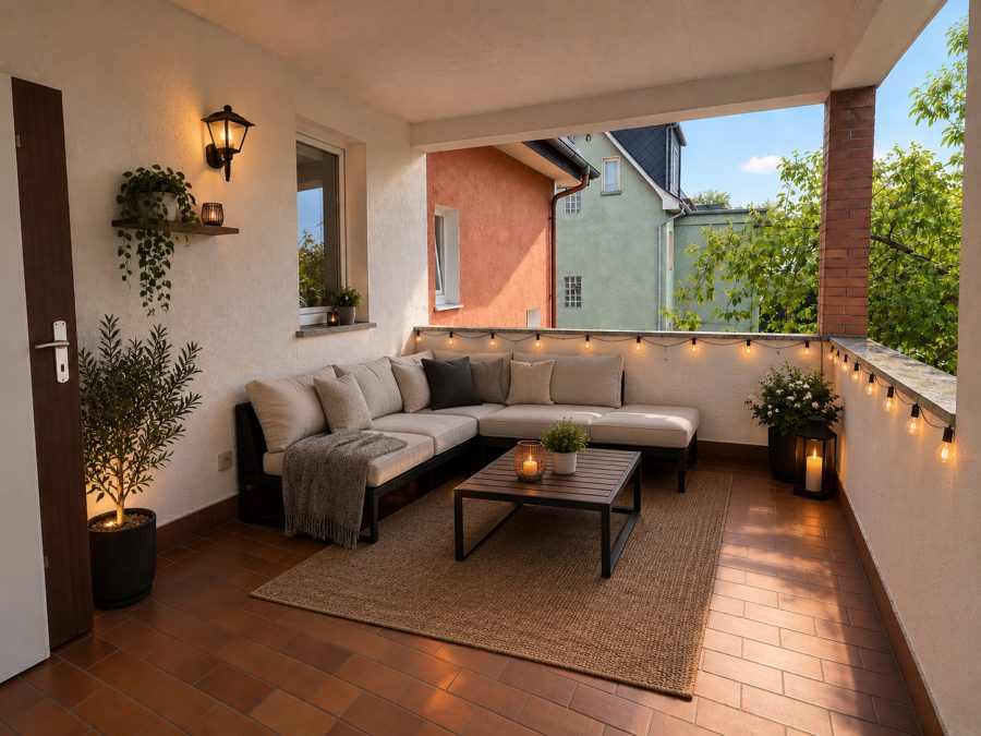 Großzügige Terrasse mit Lounge – weitere Ansicht