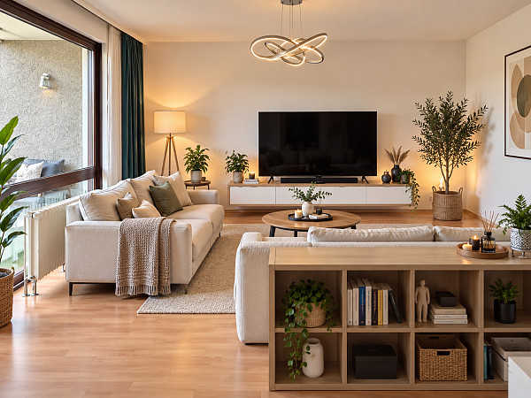 Wohnzimmer mit Balkonzugang